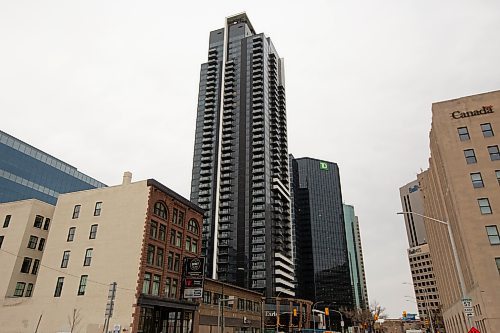 BROOK JONES / WINNIPEG FREE PRESS
Apartments pictued at 300 Main Street (tallest building in the middle) in Winnipeg, Man., Friday, May 12, 2023. 