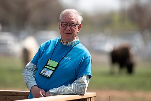 BROOK JONES / WINNIPEG FREE PRESS
Winnipeg resident Chris Trott volunteers at the Assiniboine Park Zoo six hours per week. Trott stands in front of the Boreal section, which features zoo's bison herd at Assiniboine Park Zoo in Winnipeg, Man., Sunday, May 14, 2023. 