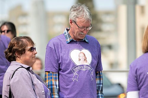 BROOK JONES / WINNIPEG FREE PRESS
Wight Kjartanson, who is the uncle of the late Jordyn Reimer, is seen with his wife, Carm, outside the Law Courts building in Winnipeg, Man., Monday, May 15, 2023. Reimer was killed by a drunk driver last spring. 