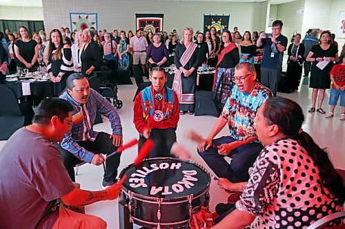 16052023
The Dakota Hostiles drum group performs at the Honouring The Good Road Gala celebrating the seven sacred teachings at the Keystone Centre on Tuesday evening. The gala event honoured local indigenous change-makers, ally&#x2019;s and youth who live up to the seven sacred teachings. (Tim Smith/The Brandon Sun)