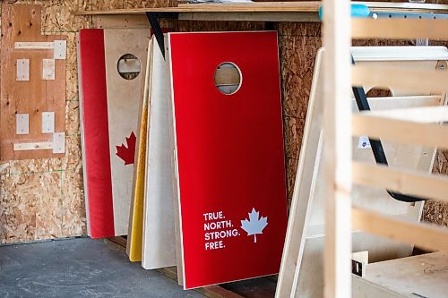 MIKAELA MACKENZIE / WINNIPEG FREE PRESS 
The Royal Canadian Cornhole Company’s boards will be used in the cornhole tournament at this summer’s World Police & Fire Games in Winnipeg.