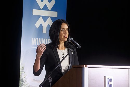 Mike Deal / Winnipeg Free Press
Dayna Spiring, President &amp; CEO, Economic Development Winnipeg, at her final AGM as EDW President &amp; CEO Wednesday morning. 
230517 - Wednesday, May 17, 2023.