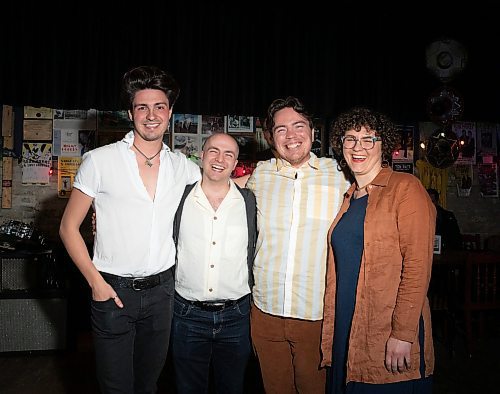 JESSICA LEE / WINNIPEG FREE PRESS

From left to right: Walk&amp;Talk team Duncan Cox, Ben Townsely, Tanner Manson and Suzie Martin, Artistic Director of Theatre Projects Manitoba, pose for a photo on May 17, 2023 at the High and Lonesome Club where they announced their 2023-2024 season.

Reporter: Ben Waldman