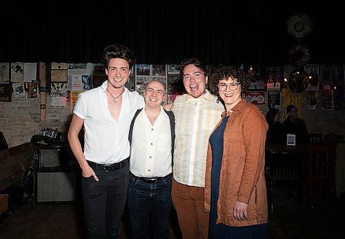 JESSICA LEE / WINNIPEG FREE PRESS

From left to right: Walk&amp;Talk team Duncan Cox, Ben Townsely, Tanner Manson and Suzie Martin, Artistic Director of Theatre Projects Manitoba, pose for a photo on May 17, 2023 at the High and Lonesome Club where they announced their 2023-2024 season.

Reporter: Ben Waldman