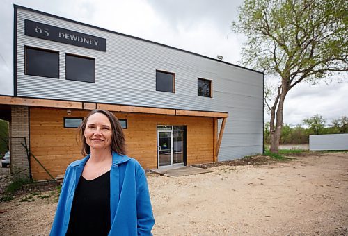 Mike Deal / Winnipeg Free Press
Donna McAlpine, co-owner of Balance Management, at the building, 65 Dewdney Ave, they are revitalizing in Point Douglas. 
230518 - Thursday, May 18, 2023.