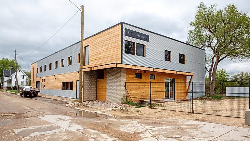 Mike Deal / Winnipeg Free Press
Donna McAlpine, co-owner of Balance Management, at the building, 65 Dewdney Ave, they are revitalizing in Point Douglas. 
230518 - Thursday, May 18, 2023.