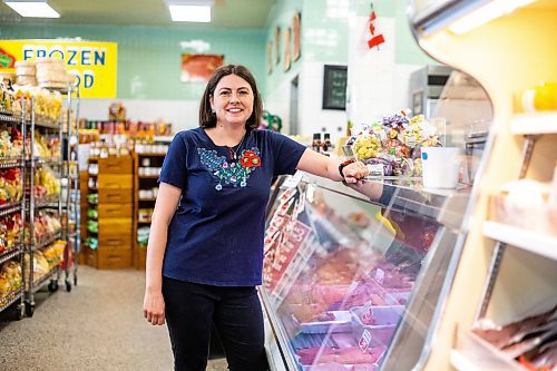 MIKAELA MACKENZIE / WINNIPEG FREE PRESS
 
Manager Daria Zuzulia poses for a photo at Sausage Makers Delicatessen on Thursday, May 18, 2023. For Kevin story.

Winnipeg Free Press 2023.