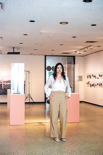 MIKAELA MACKENZIE / WINNIPEG FREE PRESS
 
Curator Marie-Anne Redhead poses for a photo at the new Anaanatta Unikkaangit (Our Mother&#x573; Stories) exhibit at WAG-Qaumajuq on Friday, May 19, 2023. For Jen story.

Winnipeg Free Press 2023.