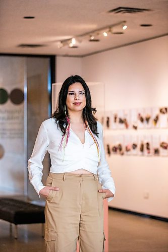 MIKAELA MACKENZIE / WINNIPEG FREE PRESS
 
Curator Marie-Anne Redhead poses for a photo at the new Anaanatta Unikkaangit (Our Mother&#x573; Stories) exhibit at WAG-Qaumajuq on Friday, May 19, 2023. For Jen story.

Winnipeg Free Press 2023.