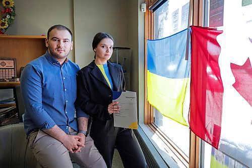 RUTH BONNEVILLE / WINNIPEG FREE PRESS 

LOCAL - Ukraine anniversary

Portrait of Khrystyna Rudanets and Ivan Kutsak at Ukrainian Canadian Congress Manitoba branch on Friday. 

Khrystyna Rudanets and  Ivan Kutsak who came from  Ukraine, and are thankful for how the UCC helped them and are already giving back by volunteering with them. Khrystyna helps assess the English levels of people and he helps link their skills to jobs

Rollason story

May 19th,, 2023