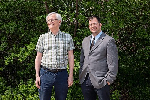 JESSICA LEE / WINNIPEG FREE PRESS

Kevin Ramberran (right) and George Toles pose for a photo at University of Manitoba on May 20, 2023. Ramberran and Toles are bringing Arthur Miller&#x2019;s All My Sons to the Winnipeg stage next week.

Reporter: Ben Waldman