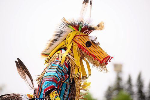 Mike Sudoma/Winnipeg Free Press
A horse dancer entertains the crowd before the first heat at the Indian Horse Relay race held at the Assiniboia Downs Monday afternoon
May 22, 2023