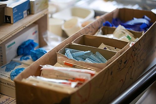 Items used for drug use are distributed from the reception area of Insite, a facility for safe consumption of drugs, on East Hastings in Vancouver, Monday, April 17, 2023. (Trevor Hagan / Winnipeg Free Press)