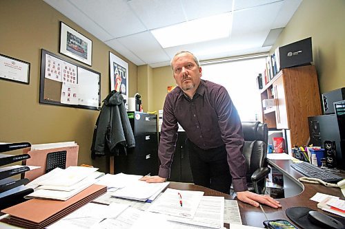 Chris Scott, president of the Amalgamated Transit Union Local 1505, poses for a portrait in his office on Thursday, Jan. 26. ERIK PINDERA/WINNIPEG FREE PRESS