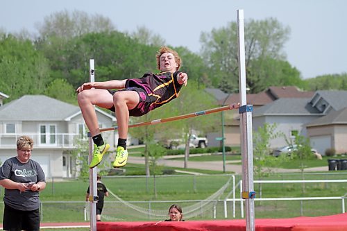 Crocus Plainsmen Simon Leckie won the JV boys' high jump, posting a 1.75m mark that would have won varsity as well. (Thomas Friesen/The Brandon Sun)