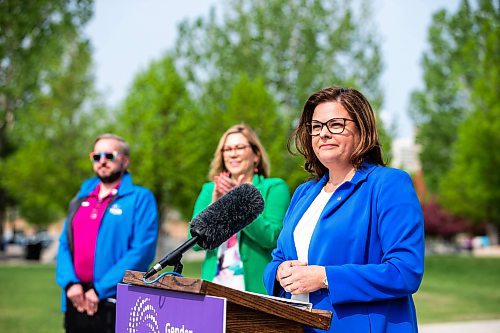 MIKAELA MACKENZIE / WINNIPEG FREE PRESS
 
Premier Heather Stefanson makes an announcement about Pride funding at The Forks on Tuesday, May 23, 2023. 

Winnipeg Free Press 2023.