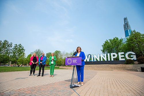 MIKAELA MACKENZIE / WINNIPEG FREE PRESS
 
Premier Heather Stefanson makes an announcement about Pride funding at The Forks on Tuesday, May 23, 2023. 

Winnipeg Free Press 2023.