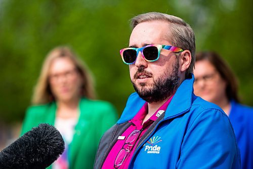 MIKAELA MACKENZIE / WINNIPEG FREE PRESS
 
President of Pride Winnipeg Barry Karlenzig speaks at a funding announcement for Pride at The Forks on Tuesday, May 23, 2023. 

Winnipeg Free Press 2023.