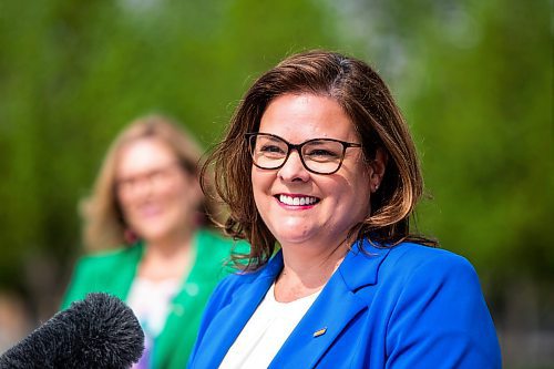 MIKAELA MACKENZIE / WINNIPEG FREE PRESS
 
Premier Heather Stefanson makes an announcement about Pride funding at The Forks on Tuesday, May 23, 2023. 

Winnipeg Free Press 2023.