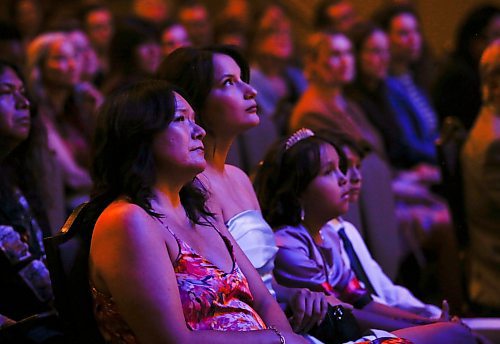 JOHN WOODS / WINNIPEG FREE PRESS
Jennifer Podemski, executive producer/co-creator, left, and Darla Contois, who plays Little Bird, watch the screening of Little Bird at The Met theatre Tuesday, May 23, 2023. 

Re: wasney
