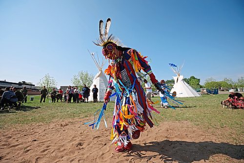 Sam Jackson of Sioux Valley Dakota Nation dances during an event celebrating the end of Indigenous Awareness Week at CFB Shilo on Friday. Indigenous Awareness Week is an annual event celebrated nationally throughout the Canadian Armed Forces. (Tim Smith/The Brandon Sun)