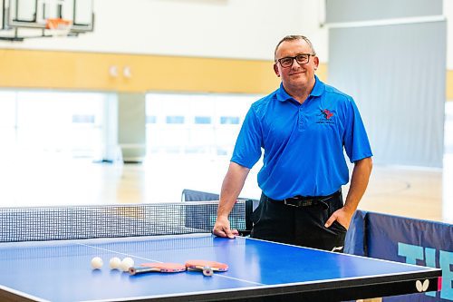 MIKAELA MACKENZIE / WINNIPEG FREE PRESS
 
Table Tennis official Greg Dzioba, who recently became the first official in North America to achieve the highest certification in the sport, poses for a photo at Sport Manitoba on Thursday, May 25, 2023.  For intern Donald Stewart story.

Winnipeg Free Press 2023.