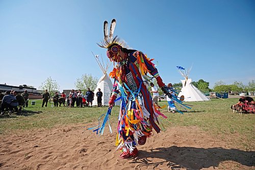 26052023
Sam Jackson of Sioux Valley Dakota Nation dances during an event celebrating the end of Indigenous Awareness Week events at CFB Shilo on Friday. Indigenous Awareness Week is an annual event celebrated nationally throughout the Canadian Armed Forces. 
(Tim Smith/The Brandon Sun)