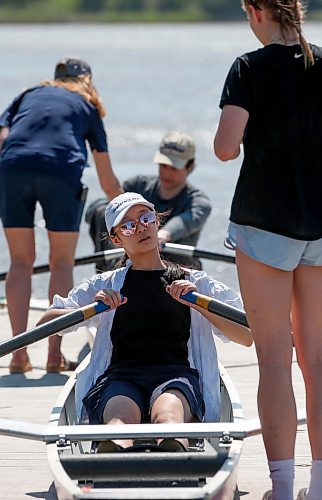 JOHN WOODS / WINNIPEG FREE PRESS
Rowing volunteer Kate Mazar, right, instructs Hayden Chan at the national Come Try Rowing Day event at the Winnipeg Rowing Club Sunday, May 28, 2023. 

Re: standup