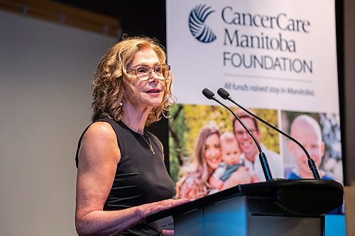 MIKAELA MACKENZIE / WINNIPEG FREE PRESS

Patti Smith, president and CEO of the CancerCare Manitoba Foundation, announces a 27 million dollar donation from the Paul Albrechtsen Foundation at CancerCare Manitoba on Wednesday, May 31, 2023. For Malak story.
Winnipeg Free Press 2023