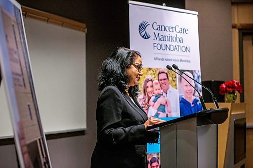 MIKAELA MACKENZIE / WINNIPEG FREE PRESS

Dr. Sri Navaratnam, president and CEO of CancerCare Manitoba, speaks at the announcement of a 27 million dollar donation from the Paul Albrechtsen Foundation at CancerCare Manitoba on Wednesday, May 31, 2023. For Malak story.
Winnipeg Free Press 2023