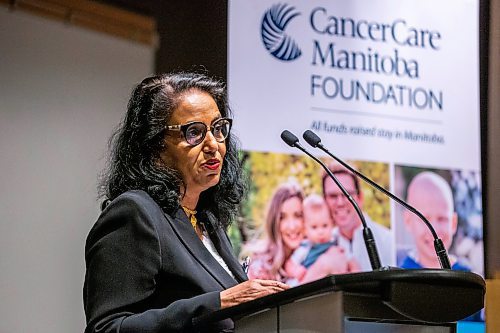 MIKAELA MACKENZIE / WINNIPEG FREE PRESS

Dr. Sri Navaratnam, president and CEO of CancerCare Manitoba, speaks at the announcement of a 27 million dollar donation from the Paul Albrechtsen Foundation at CancerCare Manitoba on Wednesday, May 31, 2023. For Malak story.
Winnipeg Free Press 2023