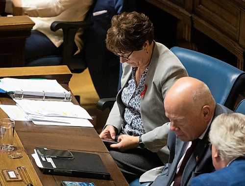 JESSICA LEE / WINNIPEG FREE PRESS

Seine River MLA Janice Morley-Lecomte is photographed during question period May 31, 2023 at the Legislature.

Reporter: Carol Sanders