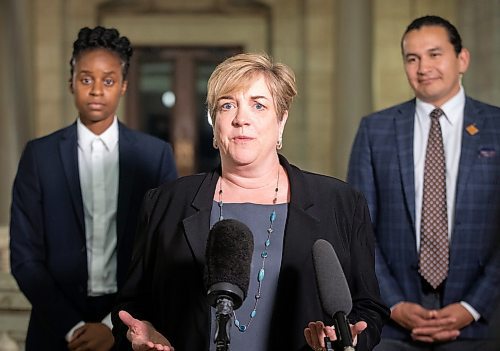 JESSICA LEE / WINNIPEG FREE PRESS

Wolseley MLA Lisa Naylor speaks to media during a scrum May 31, 2023 at the Legislature Building.

Reporter: Carol Sanders