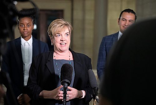 JESSICA LEE / WINNIPEG FREE PRESS

Wolseley MLA Lisa Naylor speaks to media during a scrum May 31, 2023 at the Legislature Building.

Reporter: Carol Sanders