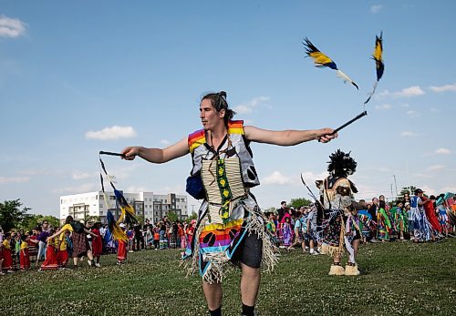 JESSICA LEE / WINNIPEG FREE PRESS

Jesse Johnson is photographed June 1, 2023 during Seven Oaks School Division&#x2019;s Grad pow wow. Thousands attended and danced.

Stand up