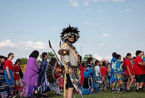 JESSICA LEE / WINNIPEG FREE PRESS

Jake Shingoose is photographed June 1, 2023 during Seven Oaks School Division&#x2019;s Grad pow wow. Thousands attended and danced.

Stand up