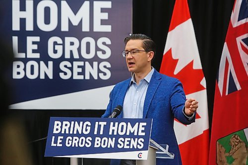 MIKE DEAL / WINNIPEG FREE PRESS
Pierre Poilievre, Leader of the Conservative Party of Canada and the Official Opposition, during a press conference at the Victoria Inn Friday morning. 
230602 - Friday, June 2, 2023