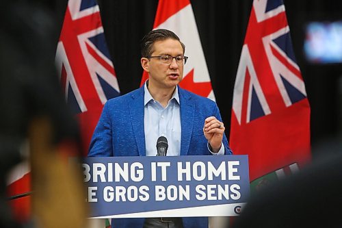 MIKE DEAL / WINNIPEG FREE PRESS
Pierre Poilievre, Leader of the Conservative Party of Canada and the Official Opposition, during a press conference at the Victoria Inn Friday morning. 
230602 - Friday, June 2, 2023