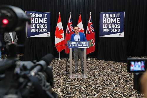 MIKE DEAL / WINNIPEG FREE PRESS
Pierre Poilievre, Leader of the Conservative Party of Canada and the Official Opposition, during a press conference at the Victoria Inn Friday morning. 
230602 - Friday, June 2, 2023