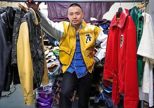 RUTH BONNEVILLE / WINNIPEG FREE PRESS 

 BIZ - Astige

Portraits of Derick De Leon, founder of Astige wearing one of his favourite jackets that he designed at Honesty Sportwear Manufacturing at 822 Main St. (where the jackets are made).

Derick uses quality leather that he incorporates inside the pockets and also highlights the  Filipino flag and the letter A, for Astige in his designs. 

What: Astige is a Winnipeg-based clothing brand that highlights Filipino fashion. This is for a feature spotlighting two male fashion designers

See story by Gabby

June 1st 2023