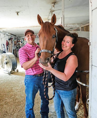 RUTH BONNEVILLE / WINNIPEG FREE PRESS 

SPORTS - Downs

Portrait of  Marvin and Deb Buffalo with horse Spitten Kitten in barn at the Downs.  

Horse trainer, Marvin Buffalo, was winner of first stakes.  Story of how horse was trained by indigenous trainer for Indigenous History Month in June.

George Williams story


June 2nd,  2023