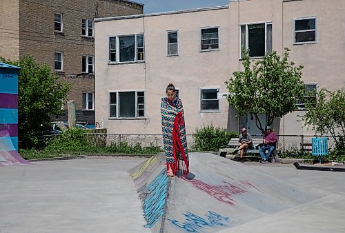 JESSICA LEE / WINNIPEG FREE PRESS

Penny Rivera, 9, is photographed at a pow wow celebrating the five year anniversary of West Broadway Bear Clan at West Broadway Neighbourhood Centre June 3, 2023.

Reporter: Malak Abas