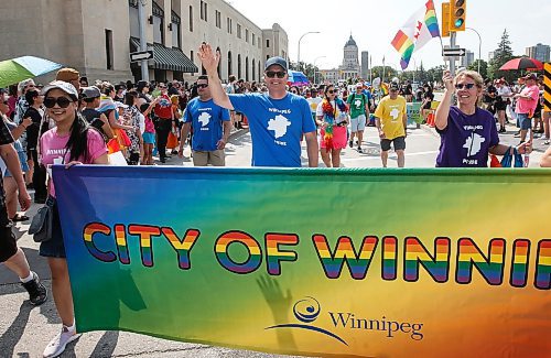 JOHN WOODS / WINNIPEG FREE PRESS
Mayer Scott Gillingham walks in the Pride Parade in Winnipeg Sunday, June 4, 2023. 

Re: pindera