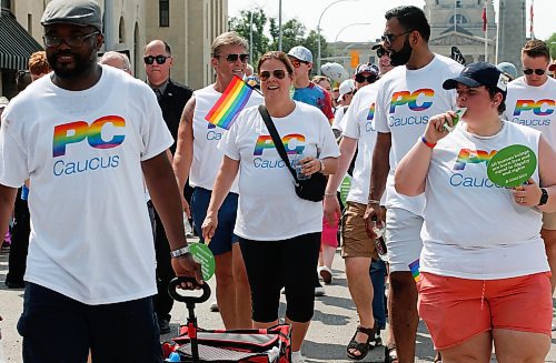 JOHN WOODS / WINNIPEG FREE PRESS
Premier Heather Stephanson walks in the Pride Parade in Winnipeg Sunday, June 4, 2023. 

Re: pindera