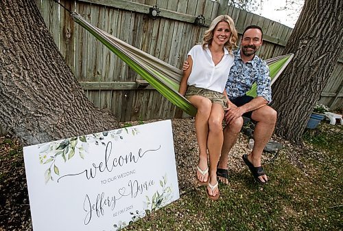 JOHN WOODS / WINNIPEG FREE PRESS
Desiree Penner and Jeff Sinnock, who were supposed to be married at Fort Gibraltor this past weekend had to scramble to hold their wedding at another venue, are photographed at their home in Winnipeg Monday, June 5, 2023. 

Reporter: malak