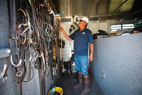 JOHN WOODS / WINNIPEG FREE PRESS
Canelo Rafael, a professional polo player from Mexico, organizes equipment in the tack room on his trailer at Springfield Polo Club in Birds Hill Park, Sunday, May 28, 2023. 

Reporter: sanderson