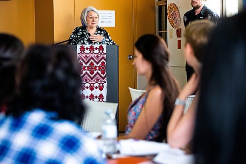 MIKAELA MACKENZIE / WINNIPEG FREE PRESS

Governor general Mary Simon speaks to Ukrainians (including refugees who have fled their country since Russia&#x573; invasion) in an English class at Oseredok Ukrainian Cultural and Education Centre on Tuesday, June 6, 2023. For Malak story.
Winnipeg Free Press 2023