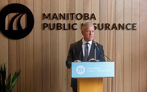 Mike Deal / Winnipeg Free Press
Ward Keith, Chair of MPI&#x2019;s Board of Directors, holds a press conference outside its offices at CityPlace, 234 Donald Street, to share update&#x2019;s regarding MPI&#x2019;s business, including the status of Project Nova and a preview of the 2024/25 General Rate Application which goes to the PUB soon.
230606 - Tuesday, June 06, 2023.