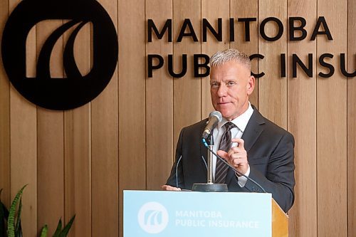 Mike Deal / Winnipeg Free Press
Ward Keith, Chair of MPI&#x2019;s Board of Directors, holds a press conference outside its offices at CityPlace, 234 Donald Street, to share update&#x2019;s regarding MPI&#x2019;s business, including the status of Project Nova and a preview of the 2024/25 General Rate Application which goes to the PUB soon.
230606 - Tuesday, June 06, 2023.