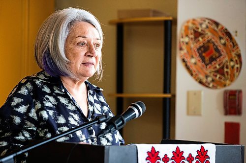 MIKAELA MACKENZIE / WINNIPEG FREE PRESS

Governor general Mary Simon speaks to Ukrainians (including refugees who have fled their country since Russia&#x573; invasion) in an English class at Oseredok Ukrainian Cultural and Education Centre on Tuesday, June 6, 2023. For Malak story.
Winnipeg Free Press 2023